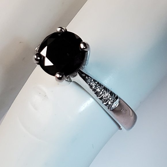 Beautiful 18K white gold  black diamond ring - Picture 5 of 7